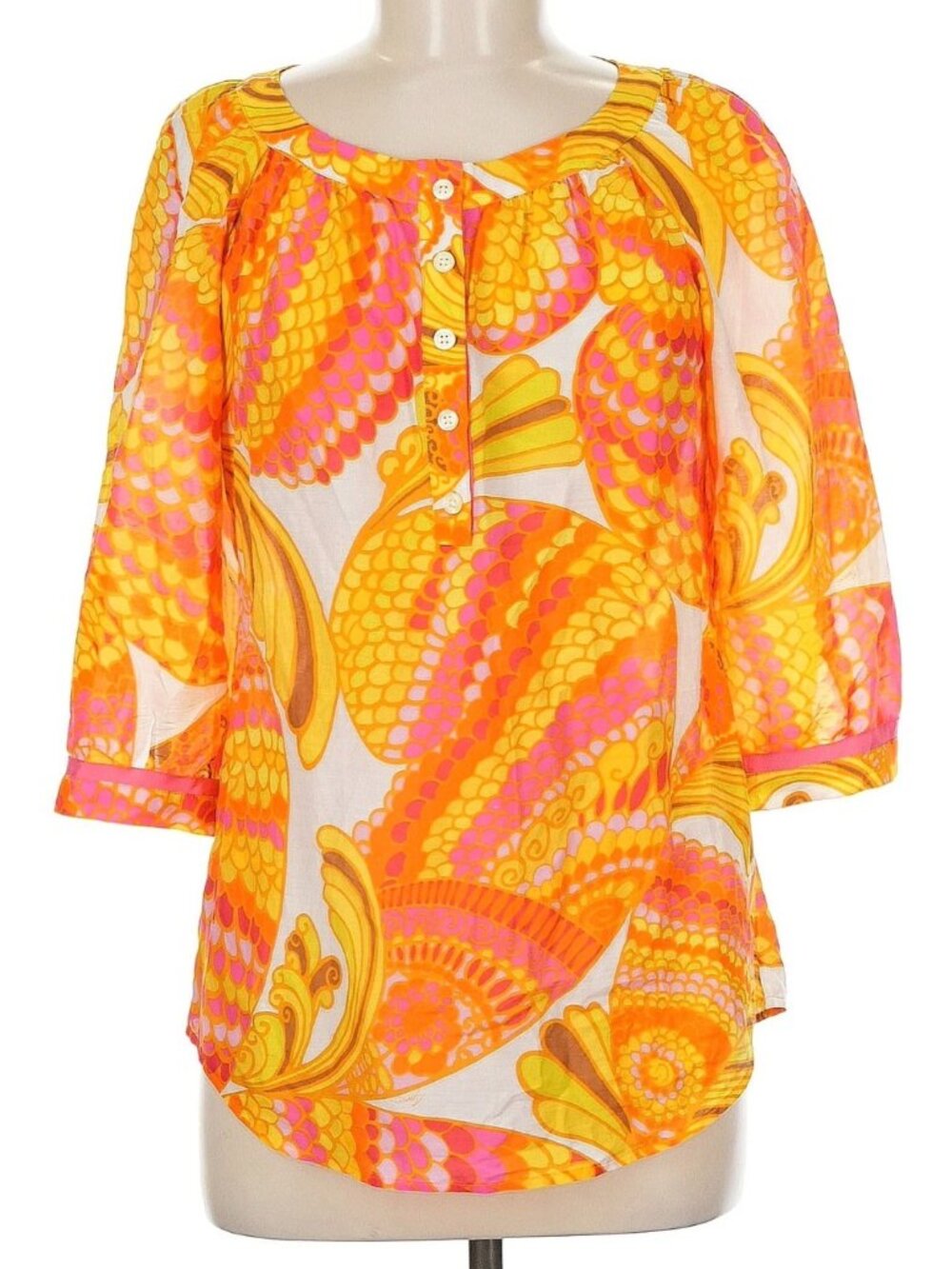 Trina Turk Banana Republic Collection Sz 0 Silk Blend Retro Style Summer Blouse